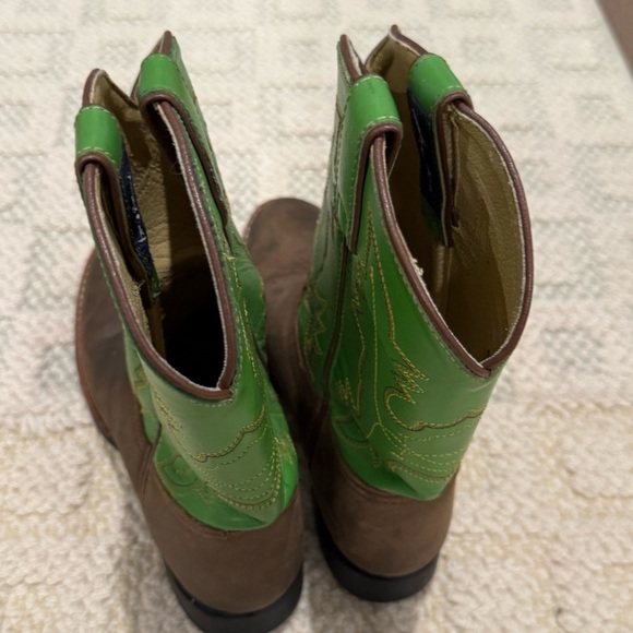 Justin Boots women’s Vibrant Green and Rich Brown Western Boots size 7 (5) - Picture 4 of 11